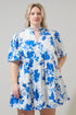 Aby Floral Dixie Split Neck Shift Dress Curve